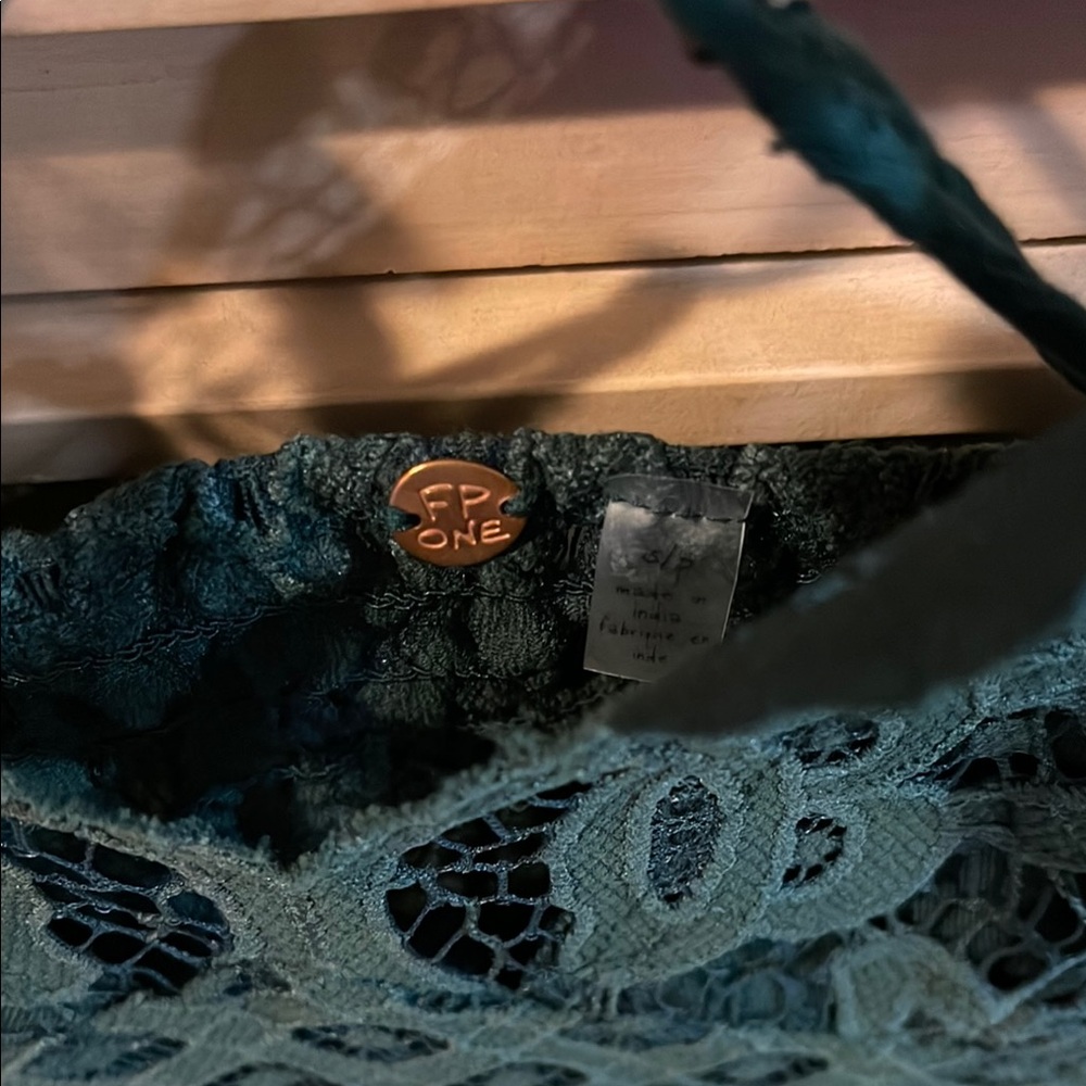 Free People Hunter Green Lace Mini Dress - Picture 3 of 7